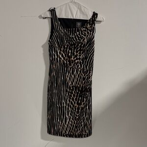 Vince Camuto One Shoulder Black and Brown Dress